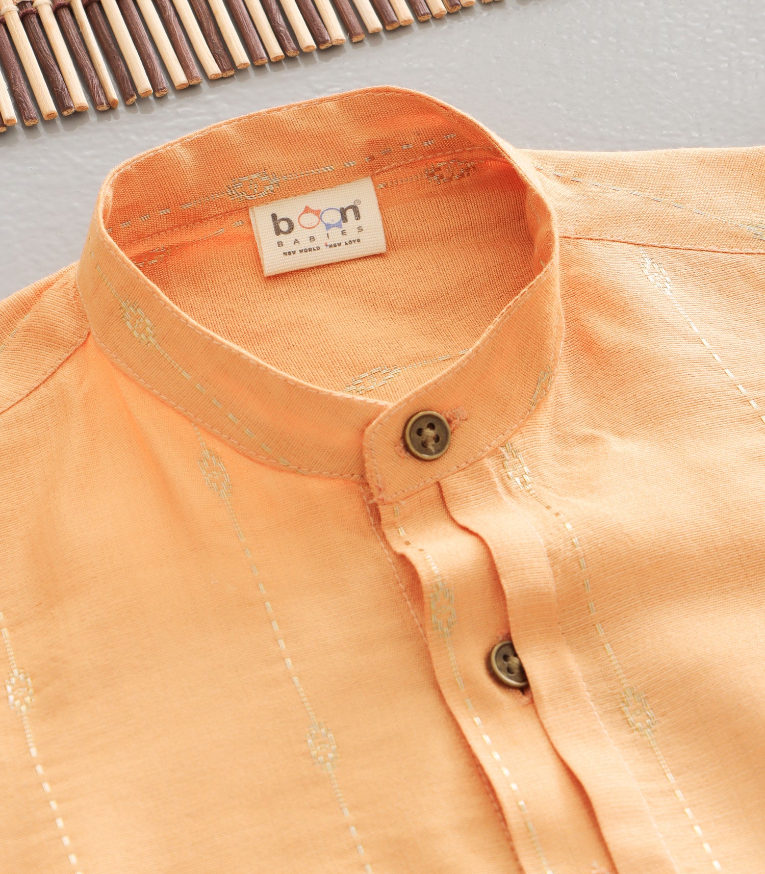 Boys Silk Mandarin Collar Shirt – Orange