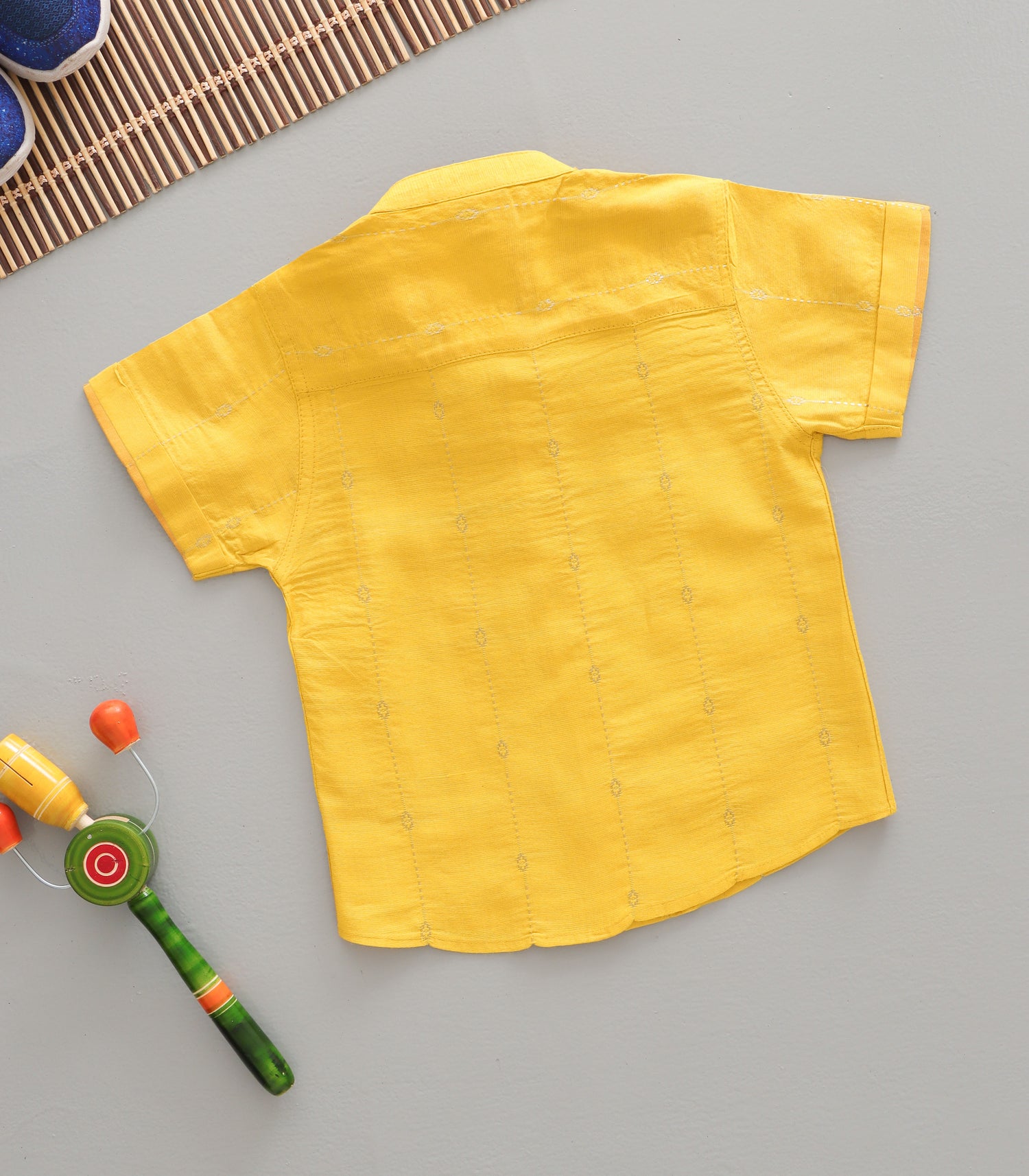 Boys Silk Mandarin Collar Shirt – Yellow