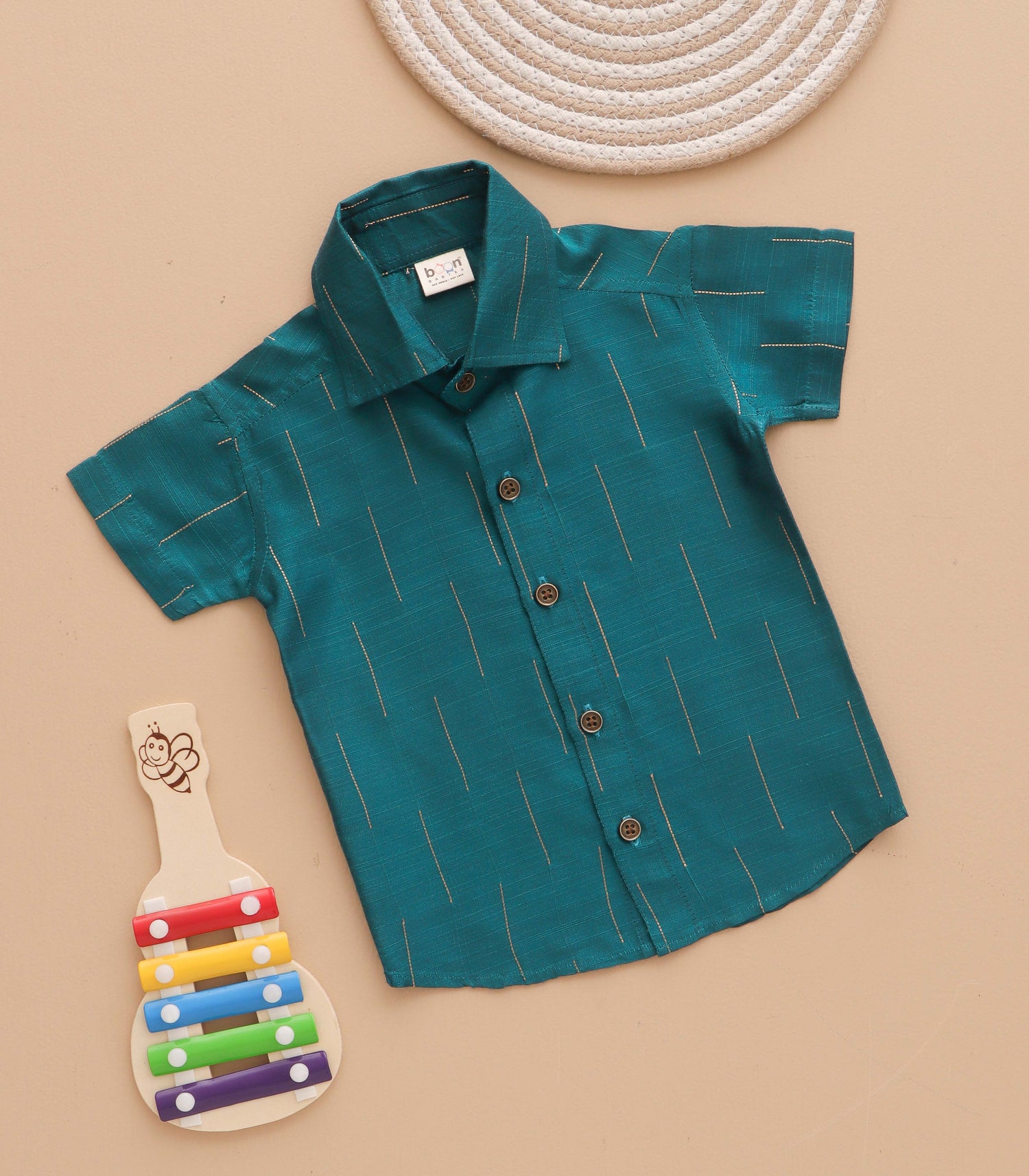 Boys Ethnic Drop Line Shirt & Dhoti Set – Festive Silk Wear