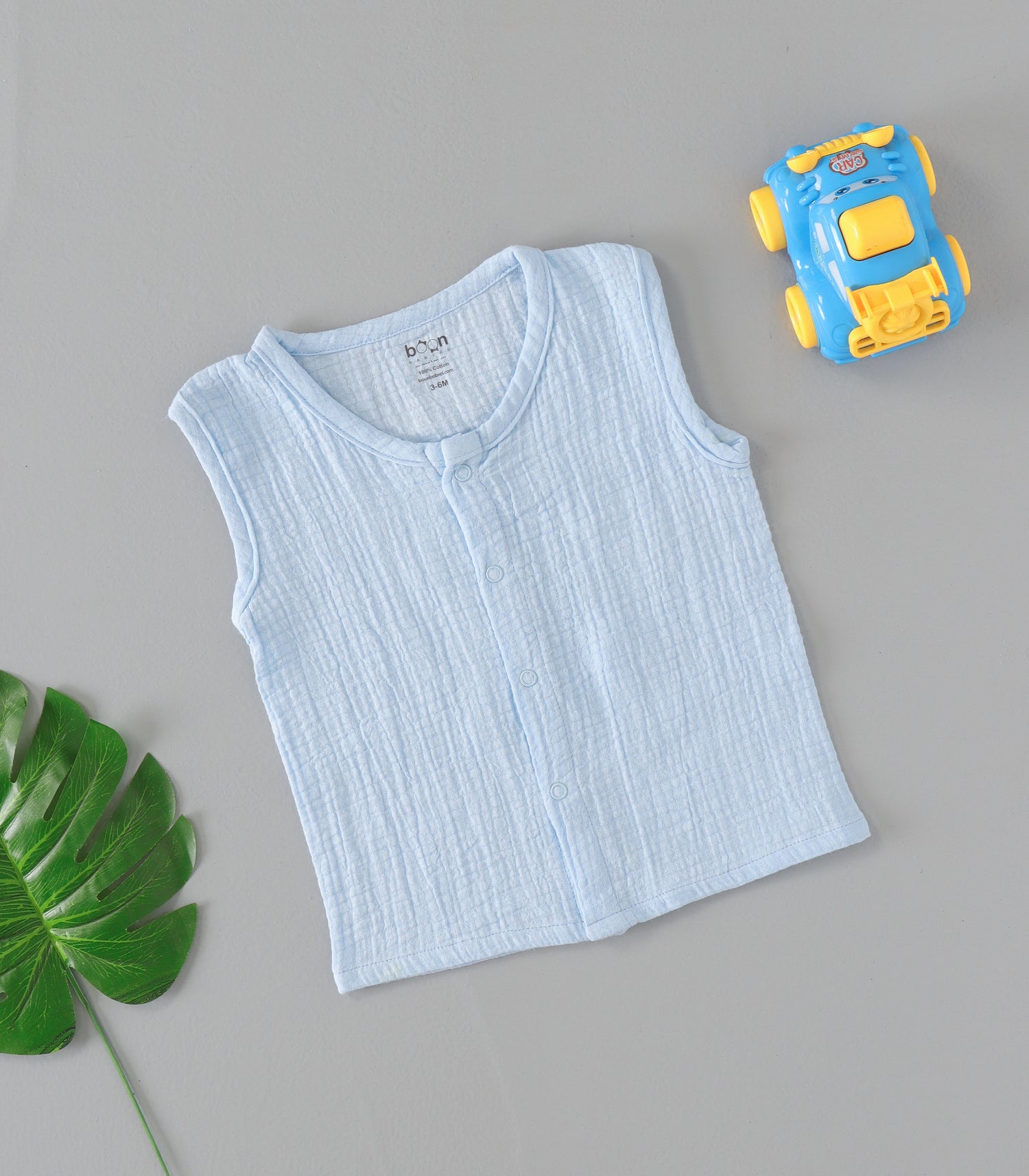 Sky Mist Crinkled Muslin Jabla & Shorts Set – Airy Comfort for Babies