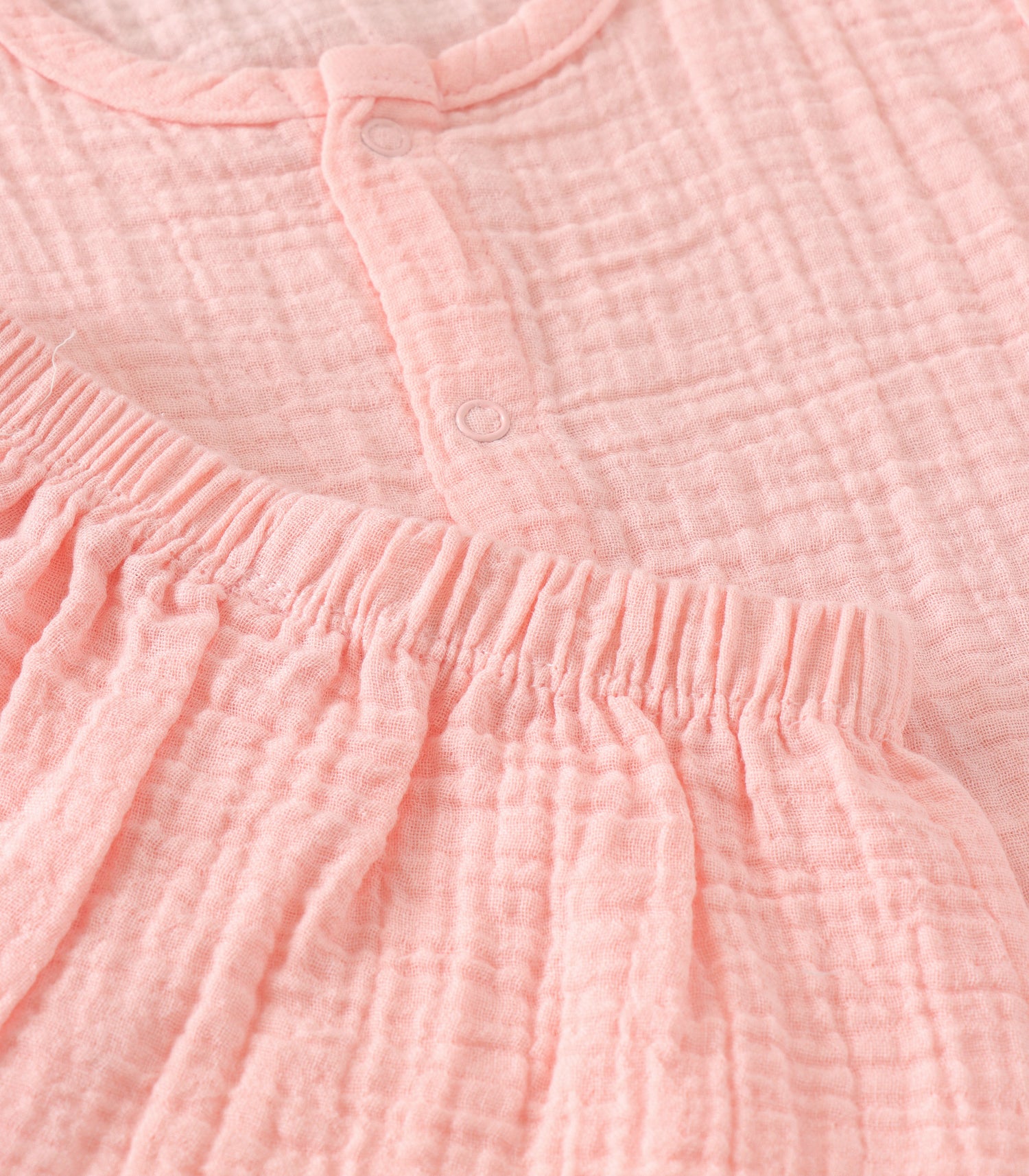 Peach Blush Crinkled Muslin Jabla & Shorts Set – Soft & Comfy Baby Wear