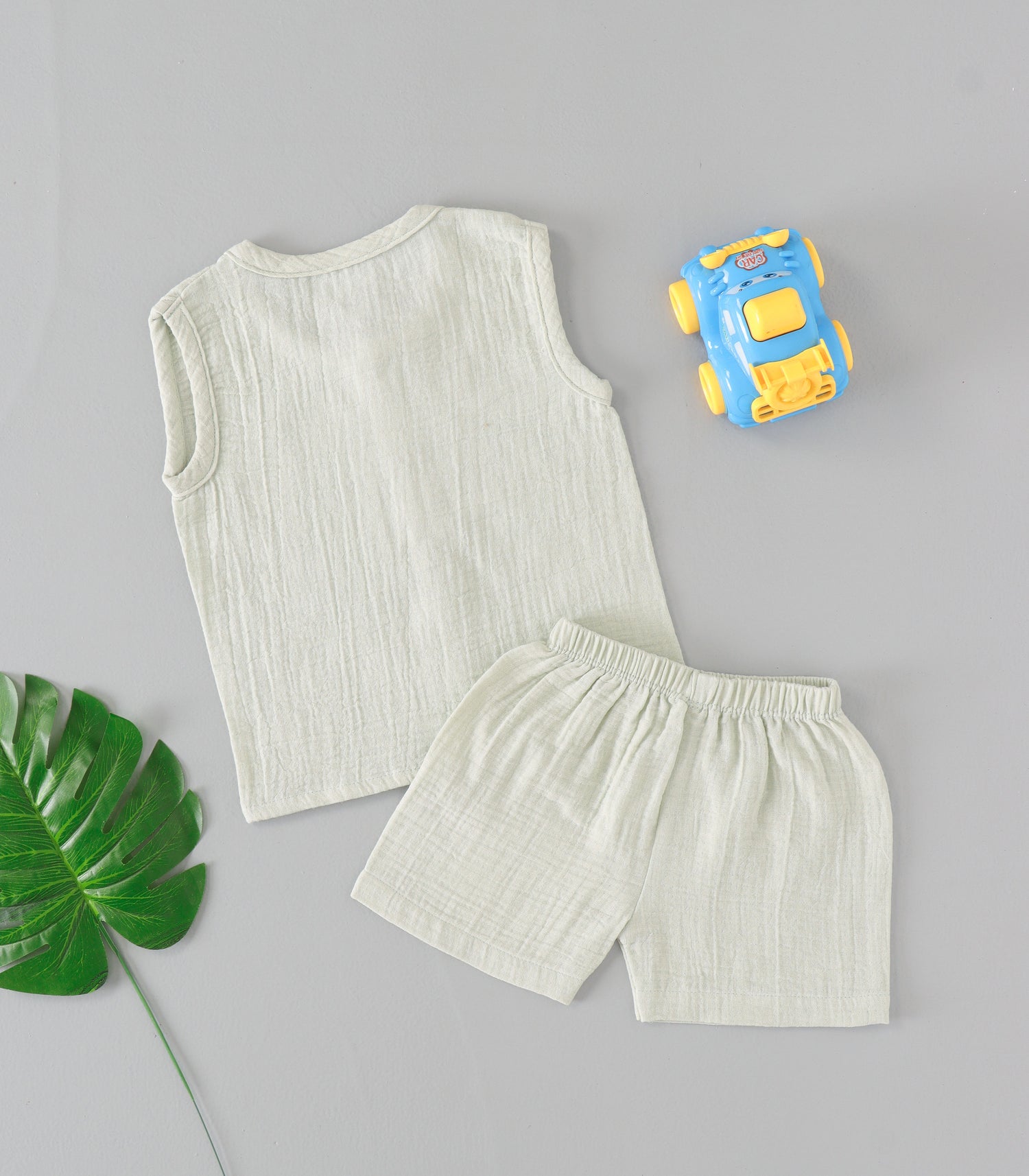 Mint Whisp Crinkled Muslin Jabla & Shorts Set – Soft & Breezy Daily Wear