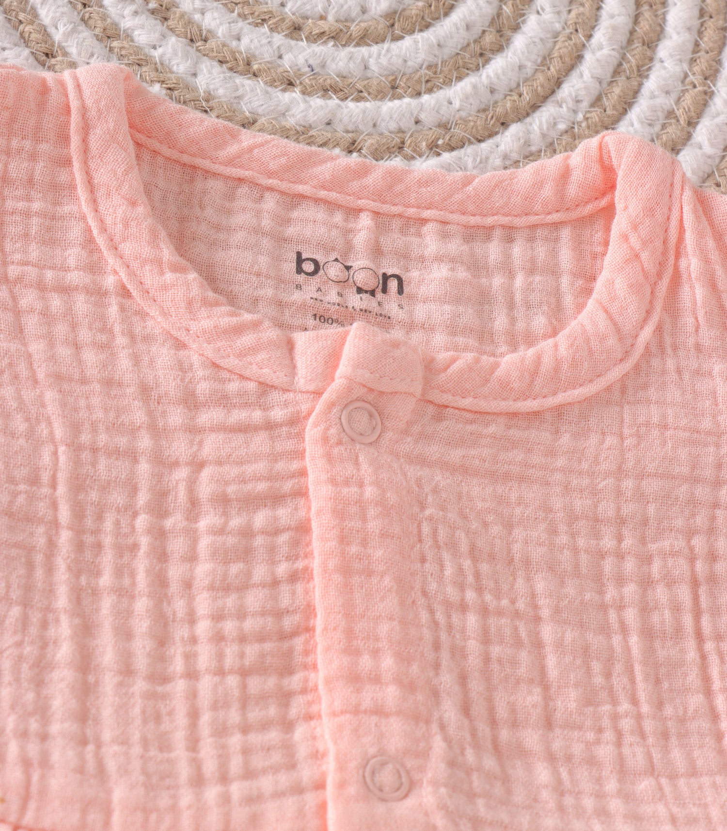 Peach Blush Crinkled Muslin Frill Frock – Soft, Airy & Playful Comfort