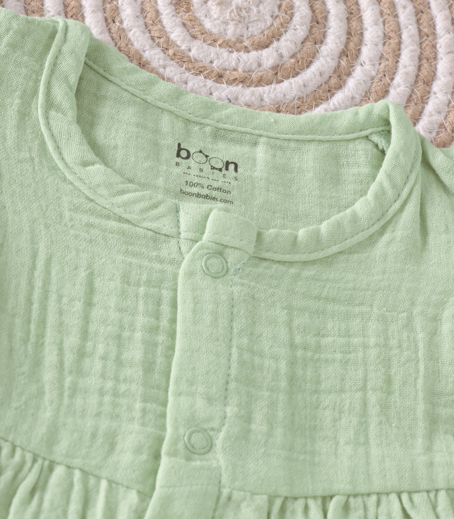 Mint Whisp Crinkled Muslin Frill Frock – Pastel Green Softness