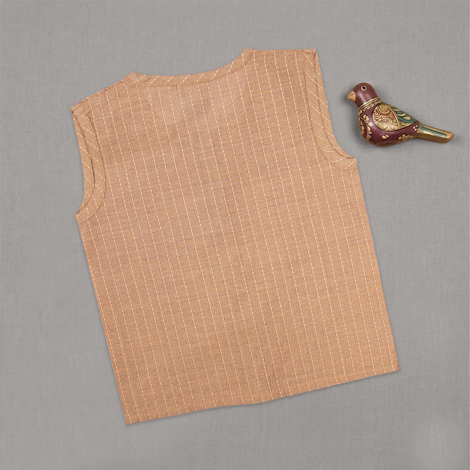 Boon Babies Baby Cotton Sleeveless Jabla– Beige Striped Top