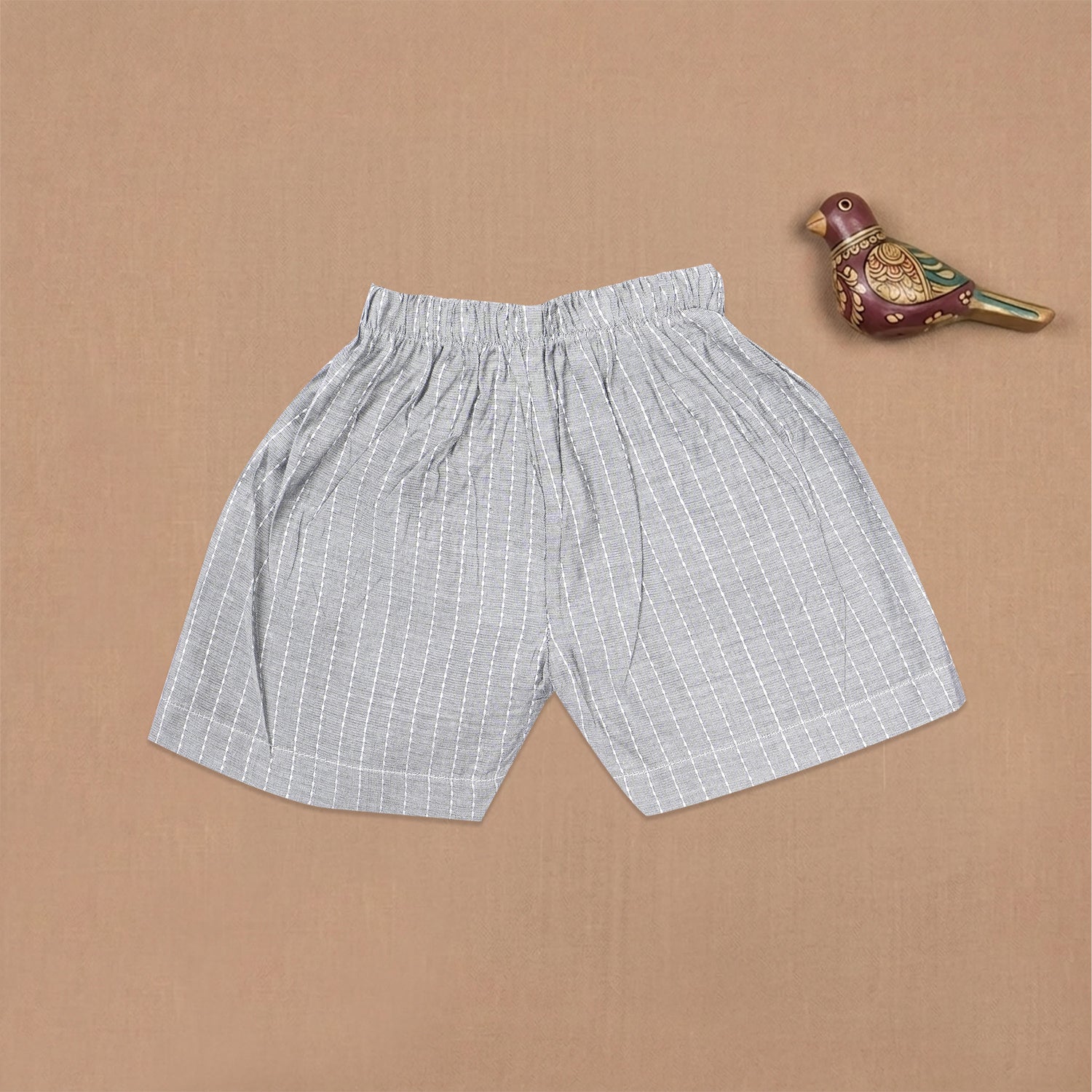 Boon Babies Baby Cotton Sleeveless Co-ord Set – Grey Striped Top & Shorts