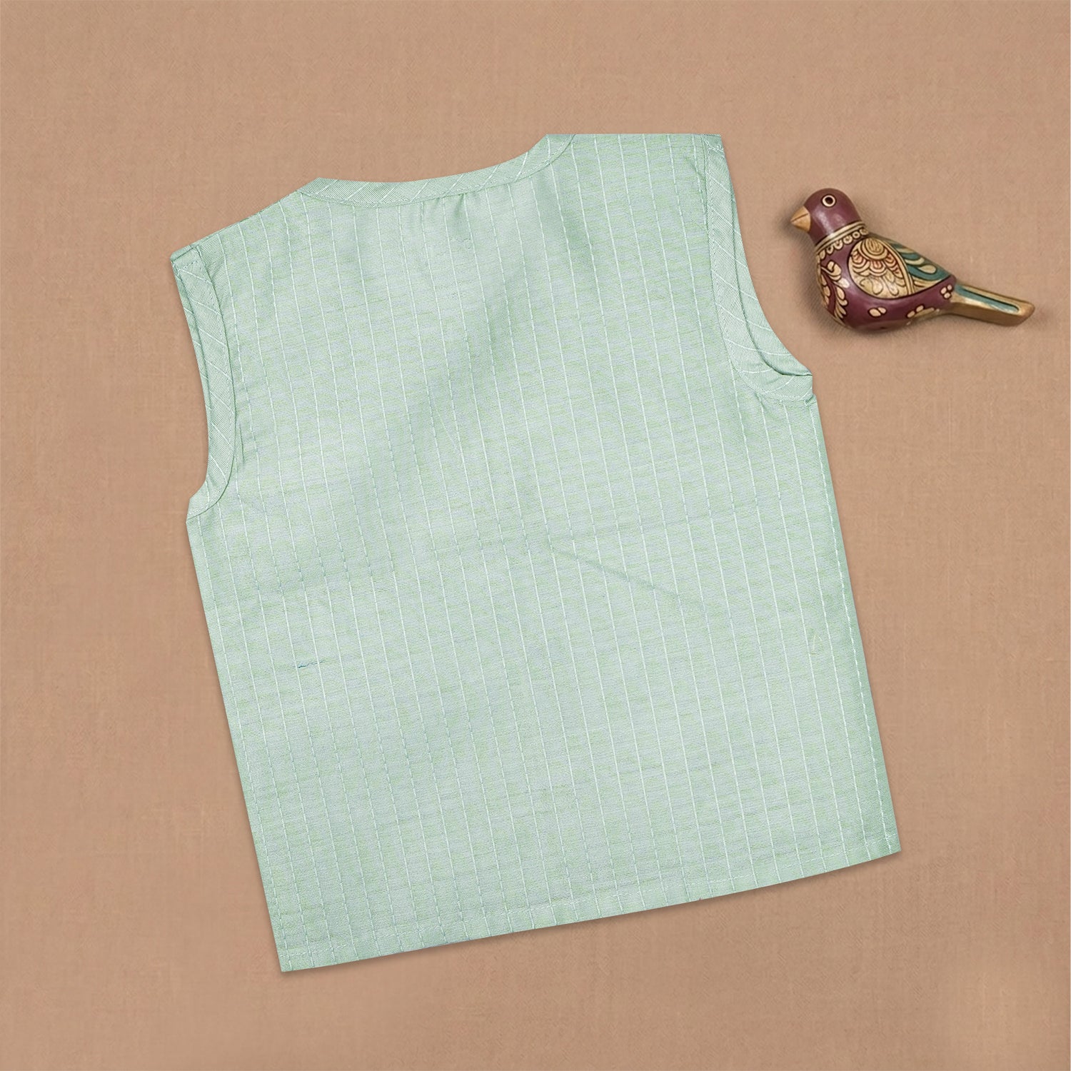 Boon Babies Baby Cotton Sleeveless Co-ord Set – Mint Green Striped Top & Shorts