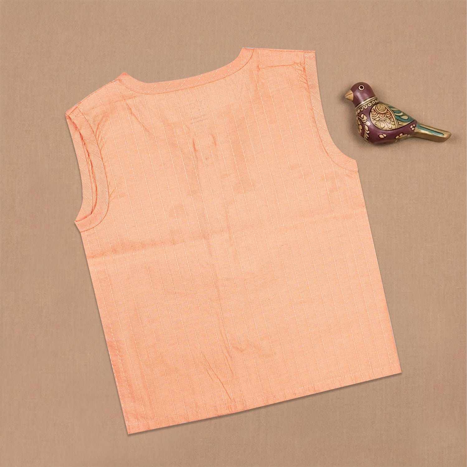 Boon Babies Baby Cotton Sleeveless Co-ord Set – Peach Striped Top & Shorts