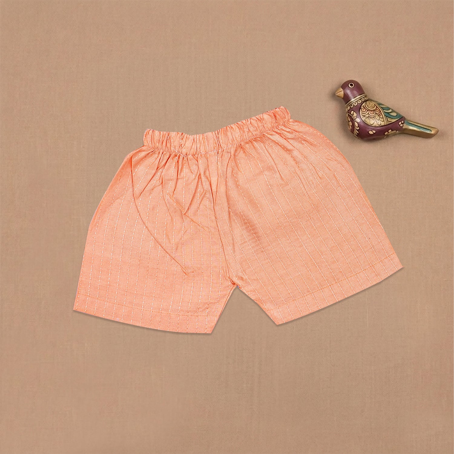 Boon Babies Baby Cotton Sleeveless Co-ord Set – Peach Striped Top & Shorts
