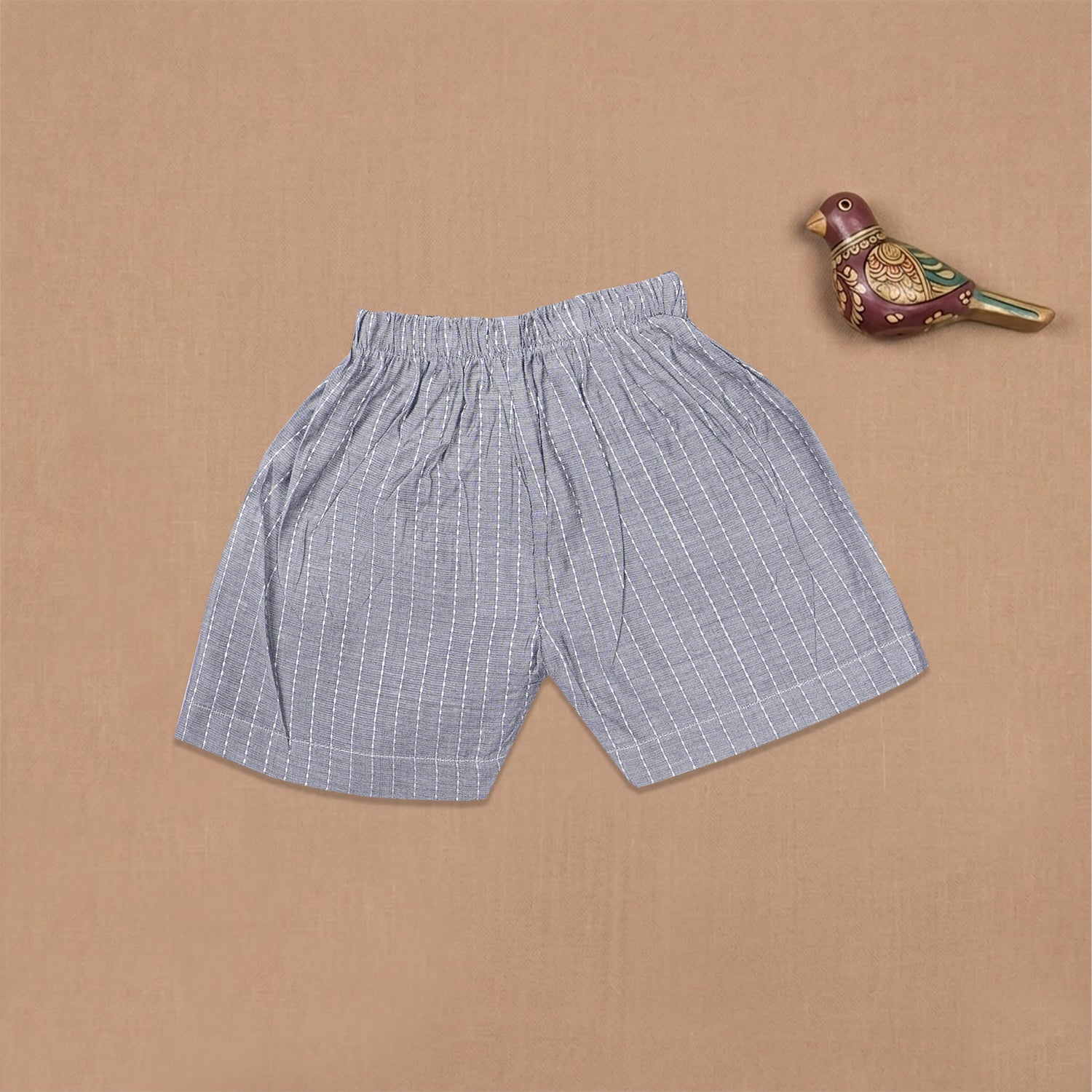 Boon Babies Baby Cotton Sleeveless Co-ord Set – Grey Striped Top & Shorts