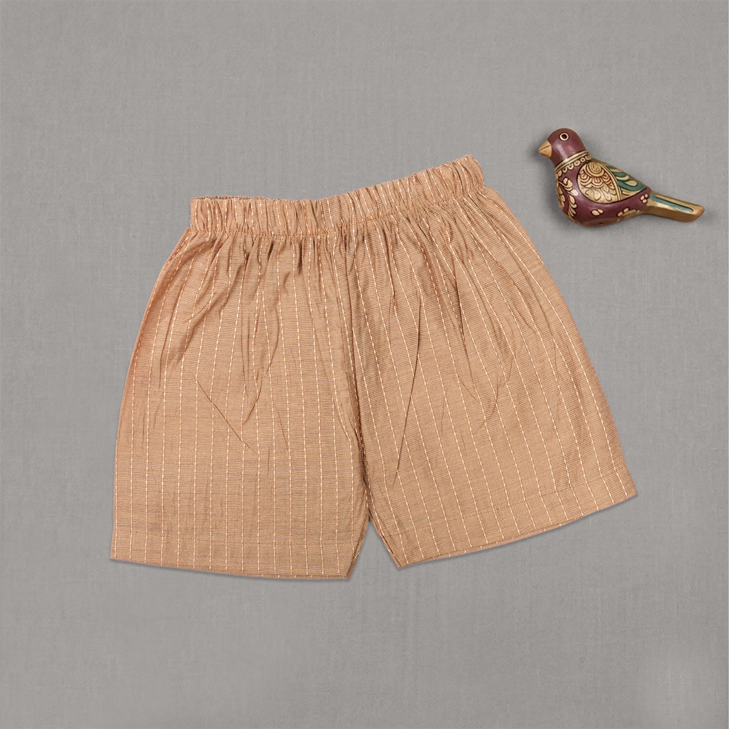 Boon Babies Boys Cotton Sleeveless Co-ord Set – Beige Striped Top & Shorts