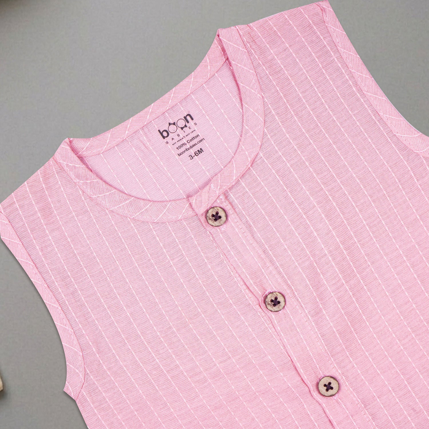 Boon Babies Baby Cotton Sleeveless Jabla– Pink Striped Top