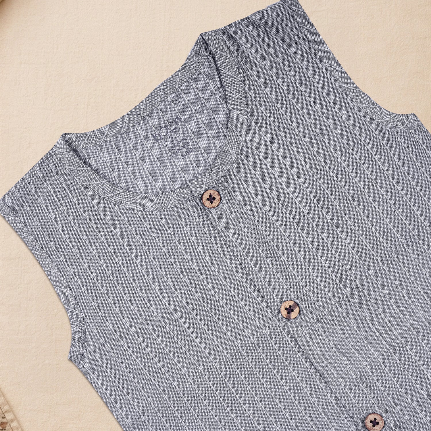 Boon Babies Baby Cotton Sleeveless Jabla– Grey Striped Top
