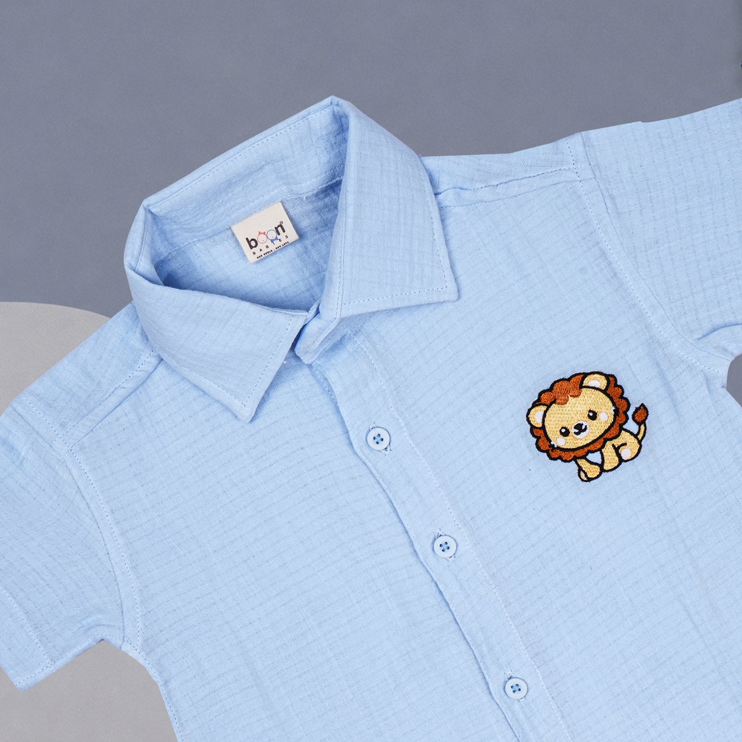 Sky Blue Muslin Boys Shirt & Shorts Co-ord Set (6M–5Y)