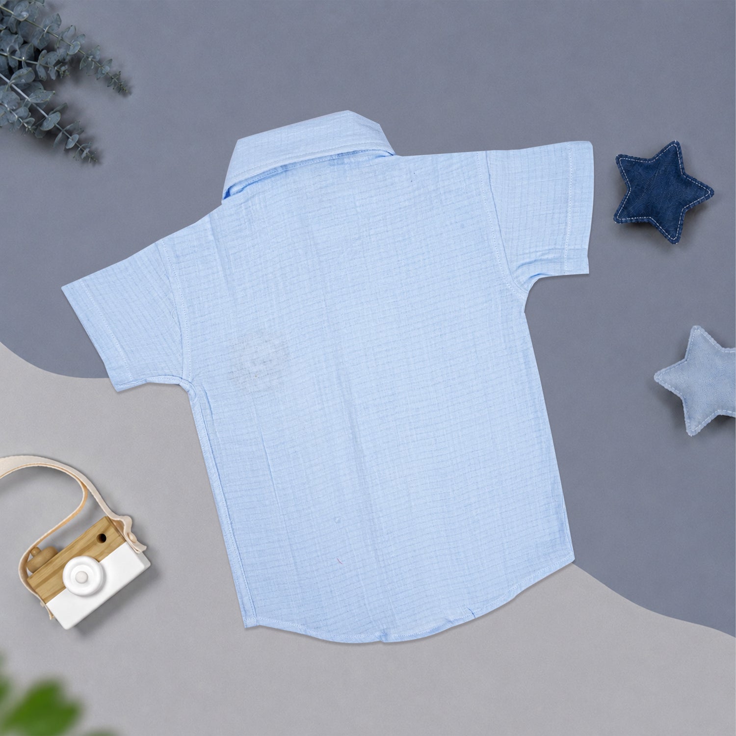 Sky Blue Muslin Boys Shirt & Shorts Co-ord Set (6M–5Y)