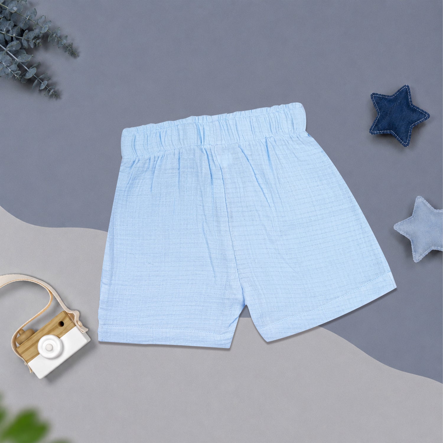 Sky Blue Muslin Boys Shirt & Shorts Co-ord Set (6M–5Y)