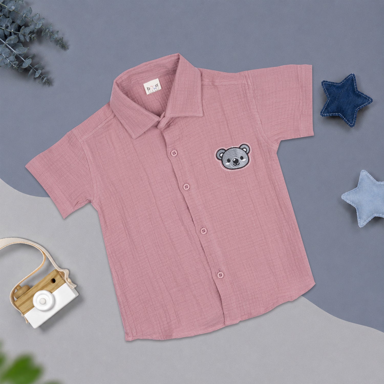 Dusty Pink Muslin Boys Shirt & Shorts Co-ord Set (6M–5Y)