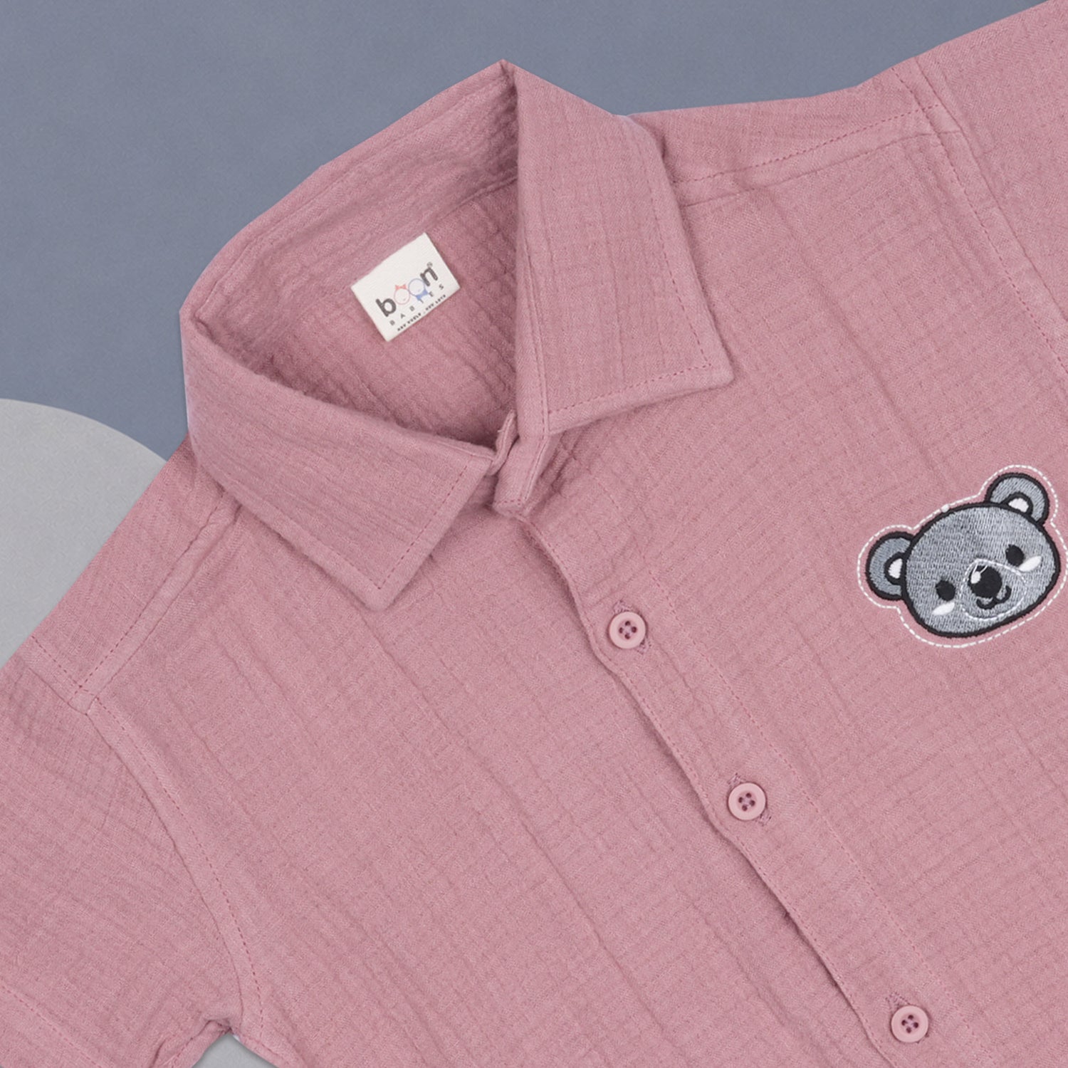 Dusty Pink Muslin Boys Shirt & Shorts Co-ord Set (6M–5Y)