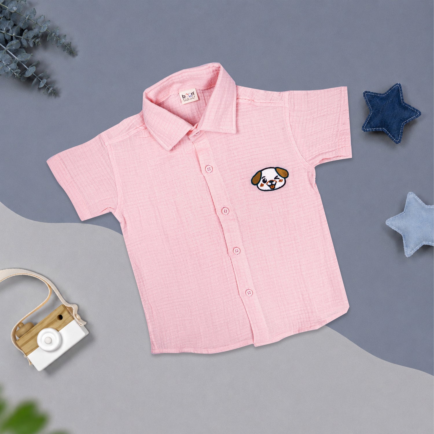 Baby Pink Muslin Boys Shirt & Shorts Co-ord Set (6M–5Y)