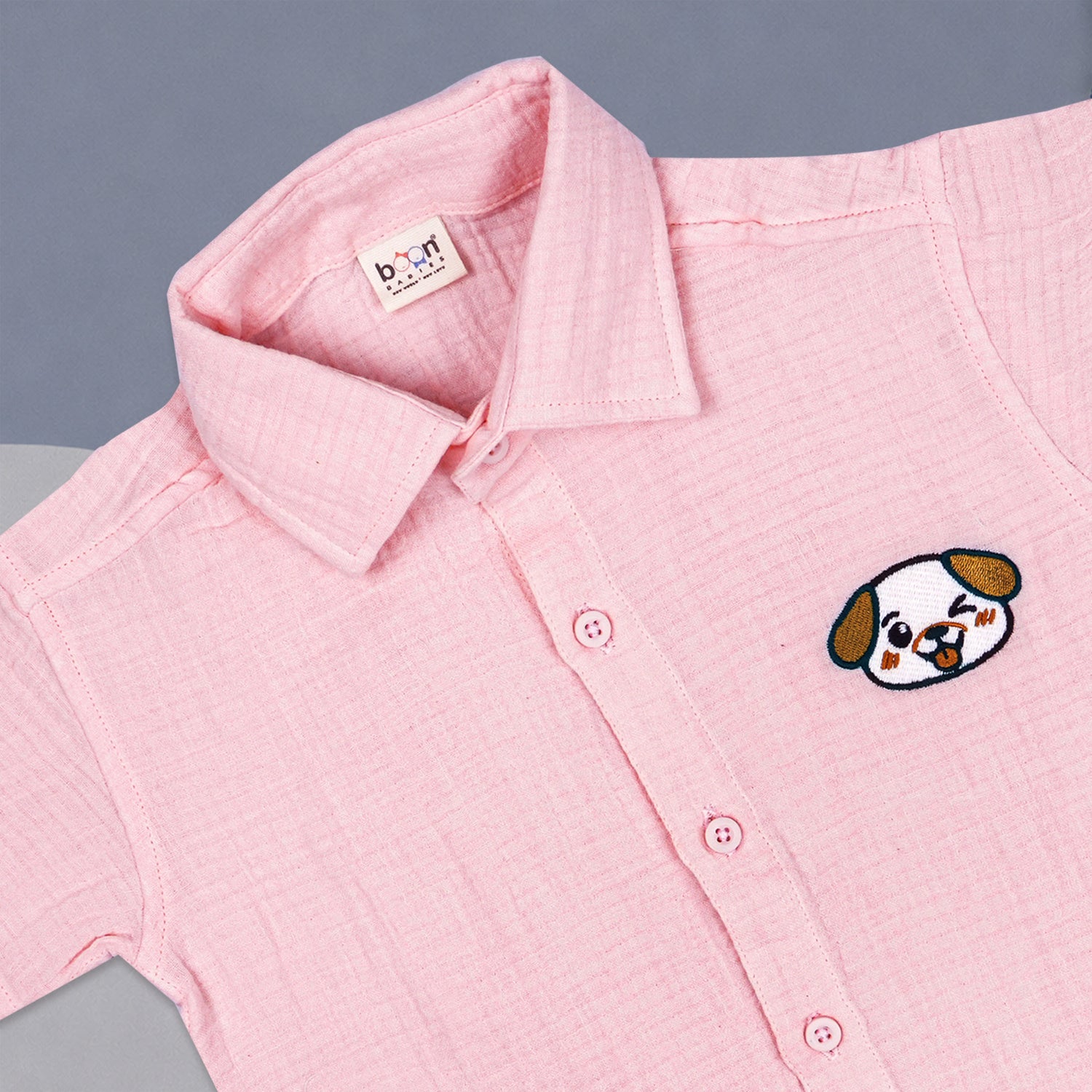 Baby Pink Muslin Boys Shirt & Shorts Co-ord Set (6M–5Y)