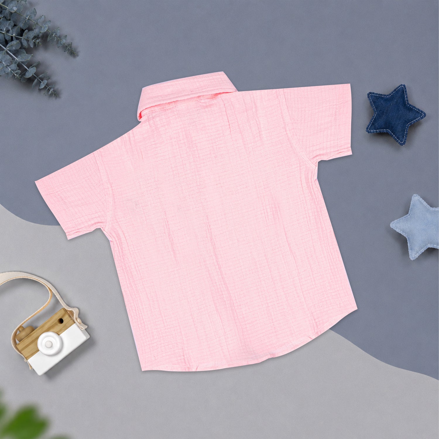 Baby Pink Muslin Boys Shirt & Shorts Co-ord Set (6M–5Y)