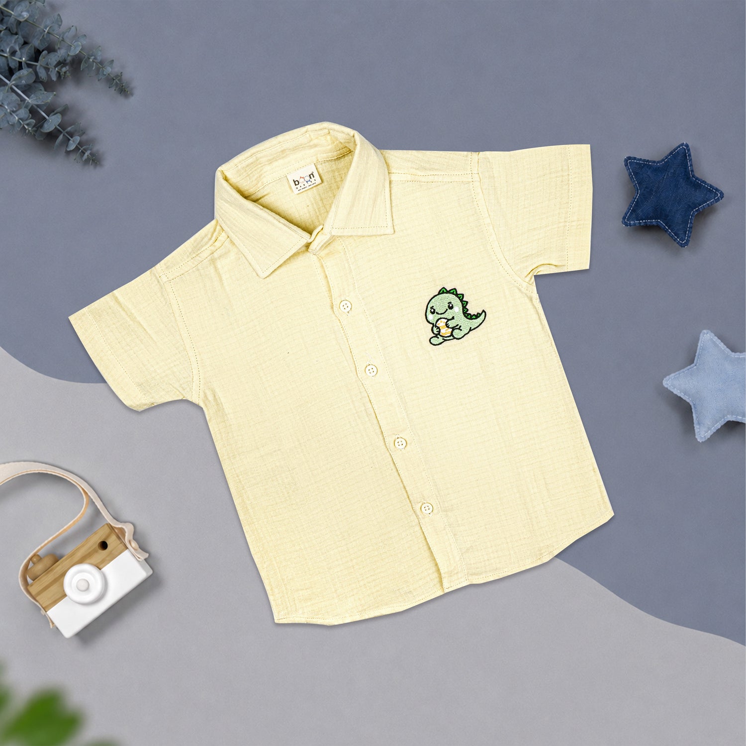 Pastel Yellow Muslin Boys Shirt & Shorts Co-ord Set (6M–5Y)