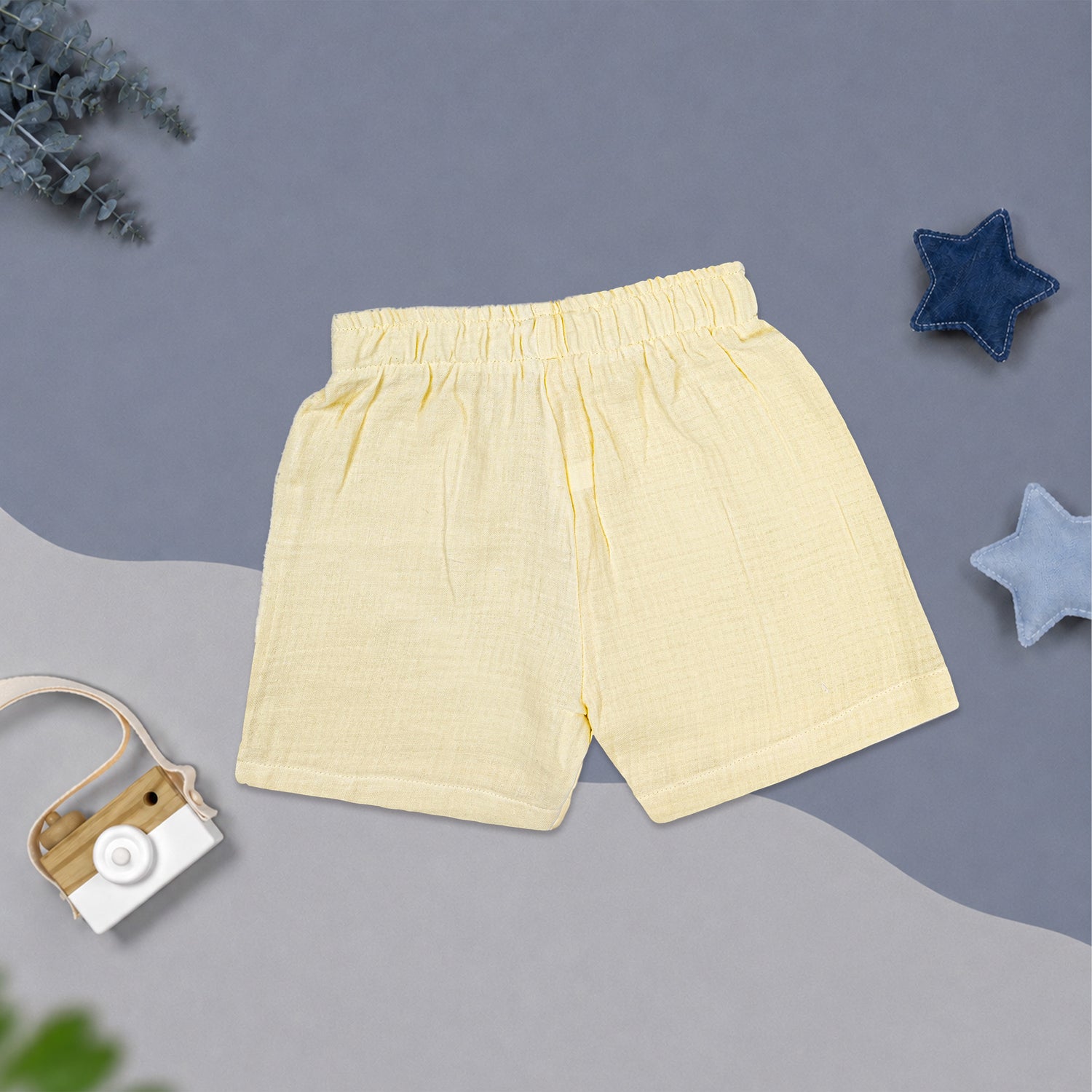 Pastel Yellow Muslin Boys Shirt & Shorts Co-ord Set (6M–5Y)