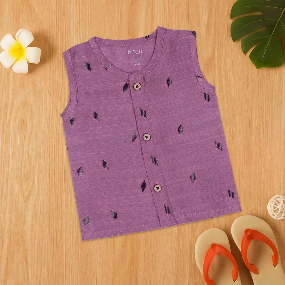 Lavender Ethnic Jabla with Wooden Buttons – Soft & Traditional