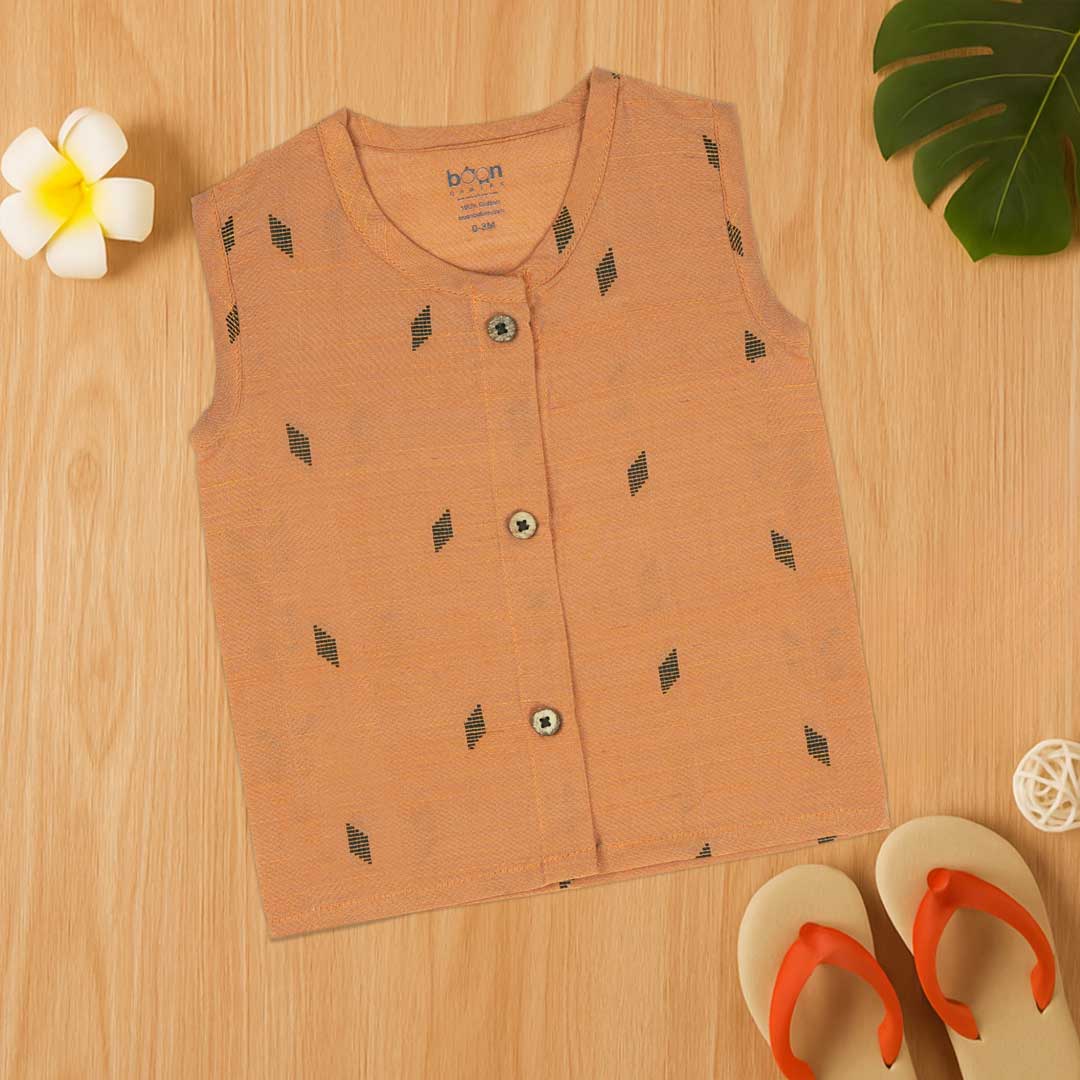 Peach Ethnic Jabla with Wooden Buttons – Soft & Stylish