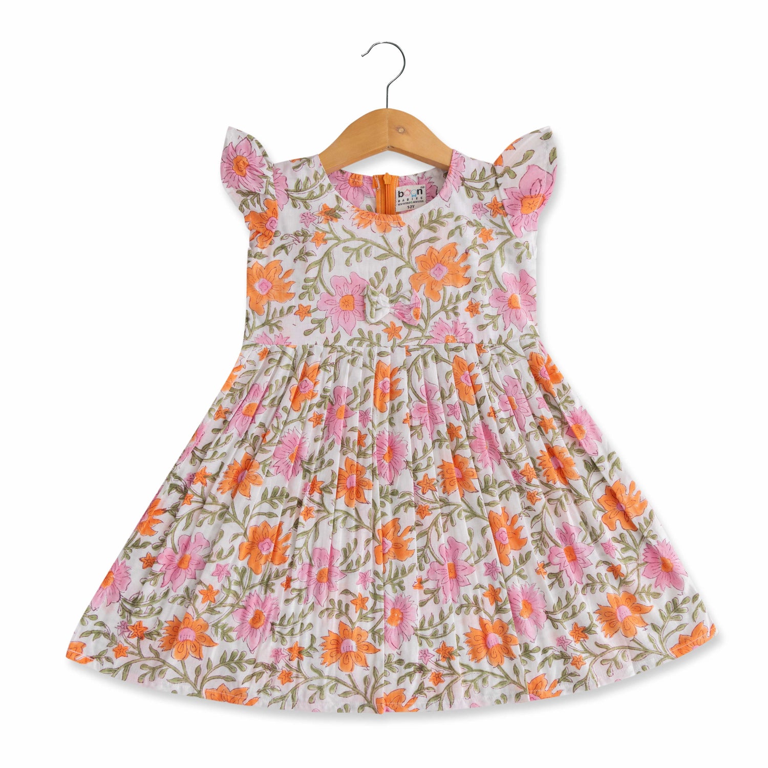 Trendy Floral Printed Pink Cotton Frock for Baby Girls - Modern Chic