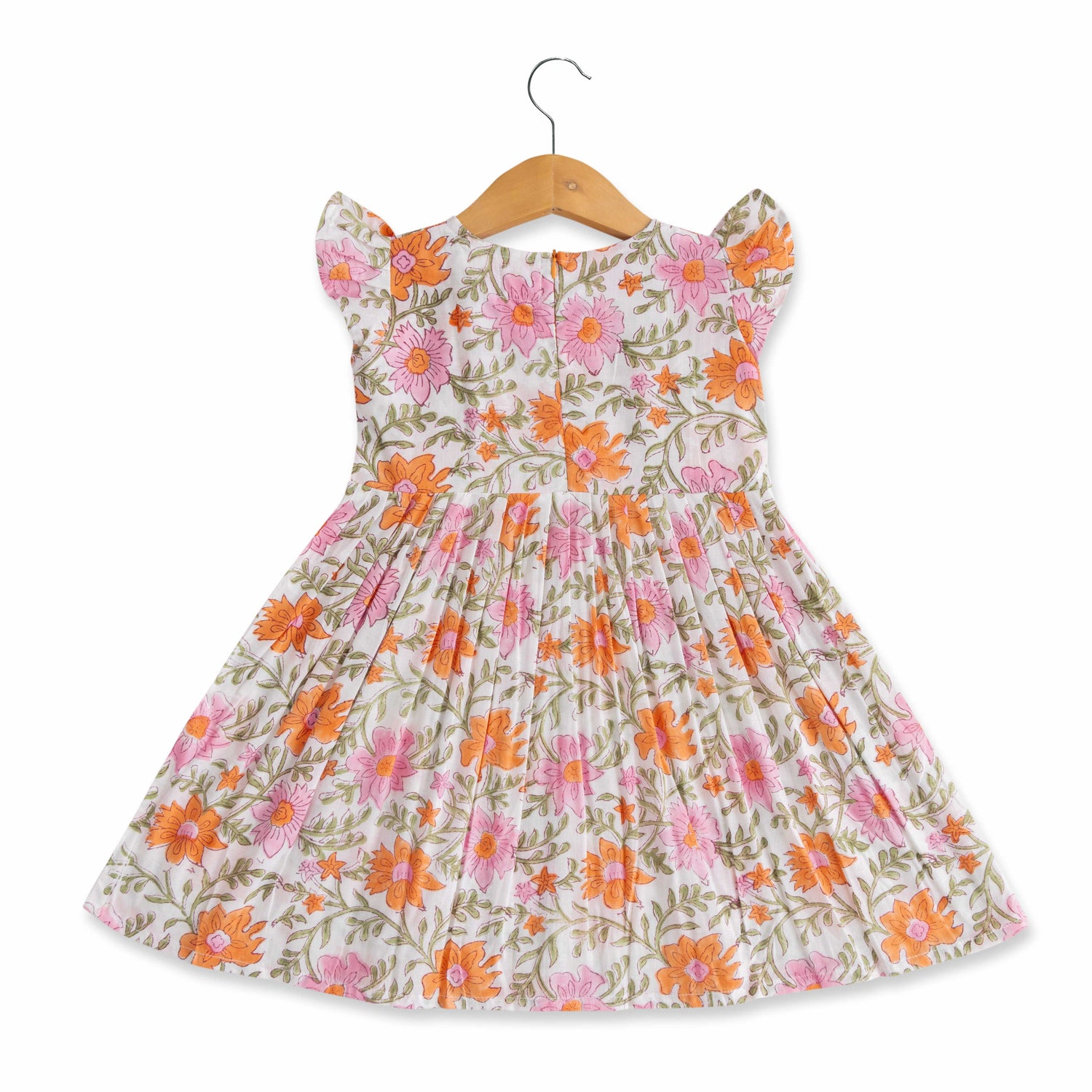 Trendy Floral Printed Pink Cotton Frock for Baby Girls - Modern Chic