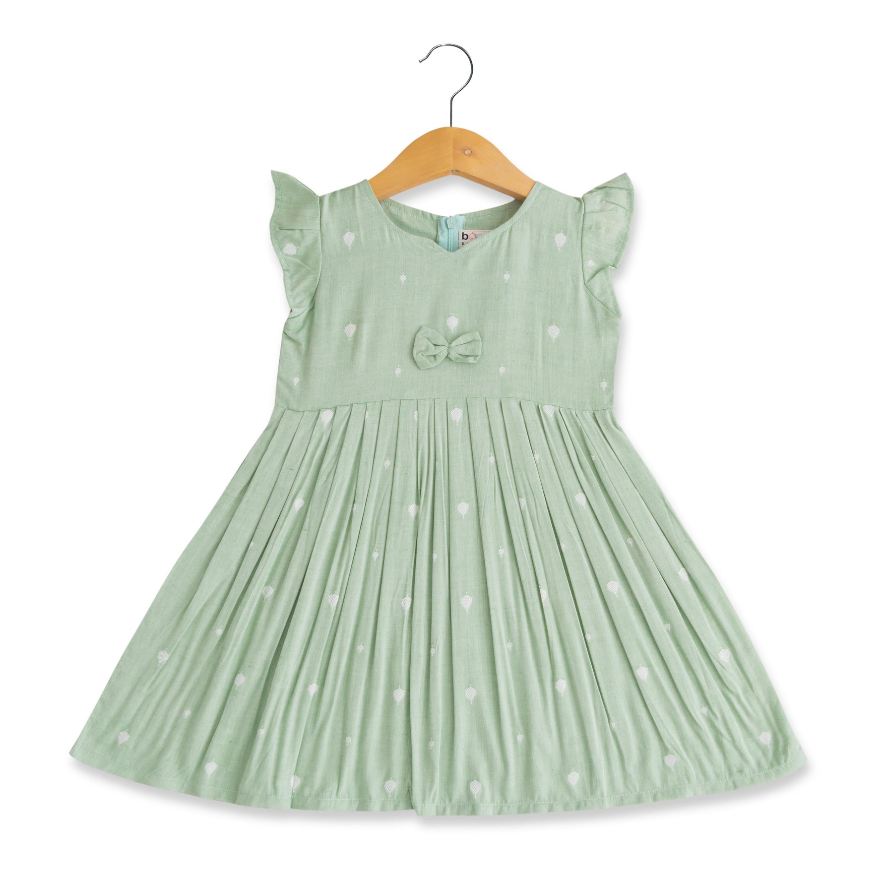 Boon Babies Graceful Green Cotton Frock Embroidery Baby Girls Sweet Sophistication