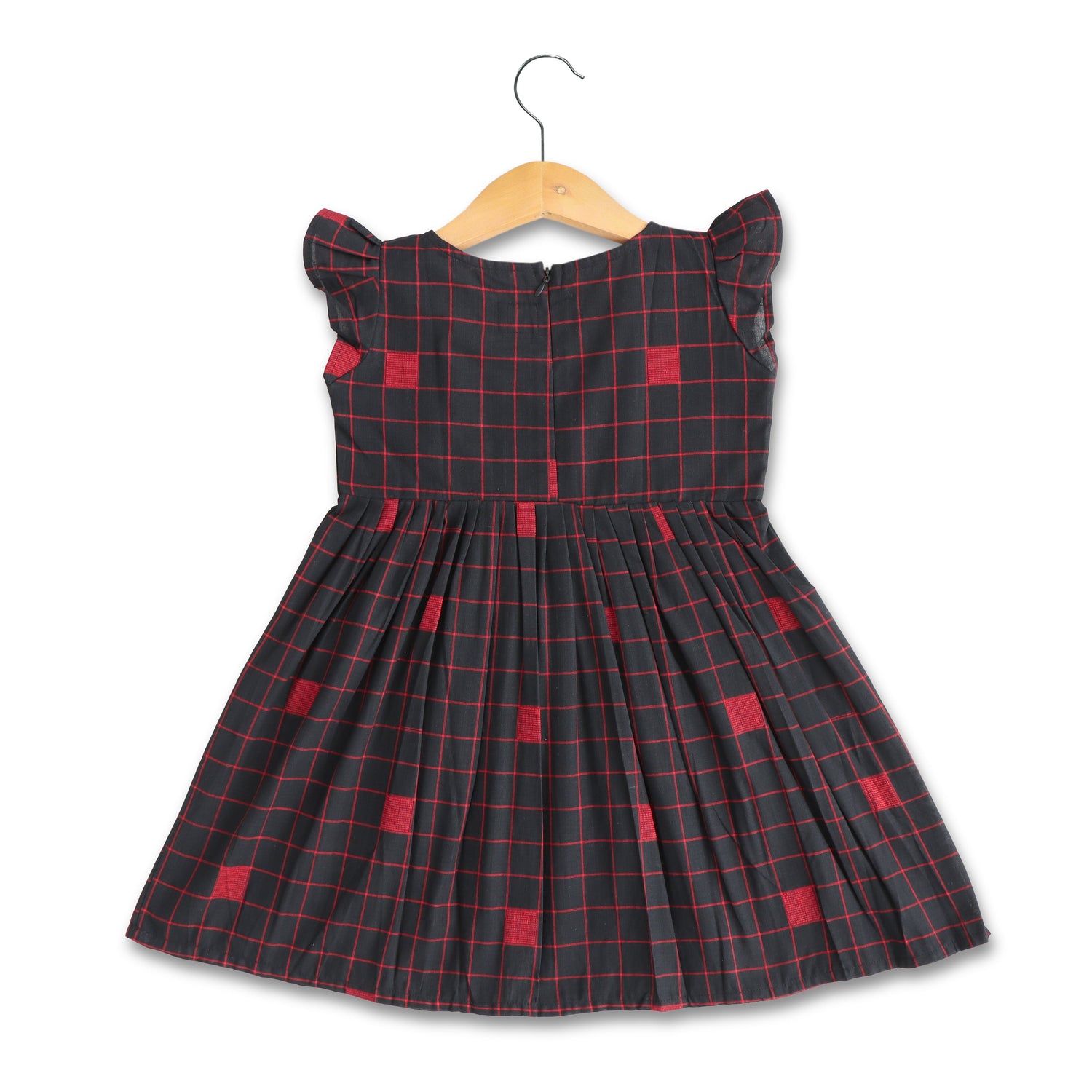 Checkmate Charm: Elegant Brown Checkered Frock for Baby Girls