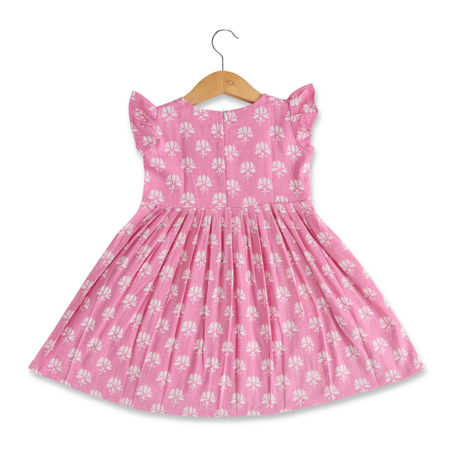 Pink Blossom: Cute Floral Printed Cotton Frock for Baby Girls