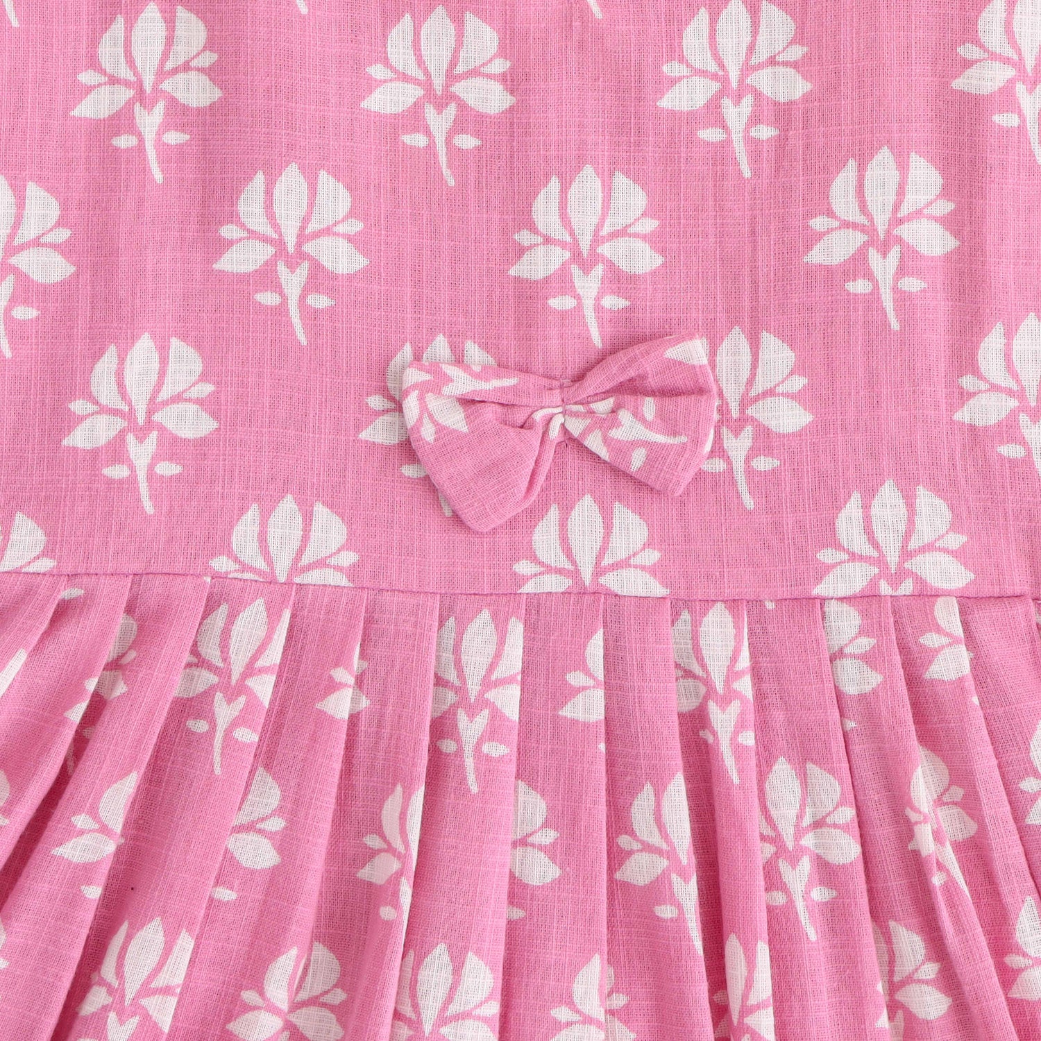 Pink Blossom: Cute Floral Printed Cotton Frock for Baby Girls