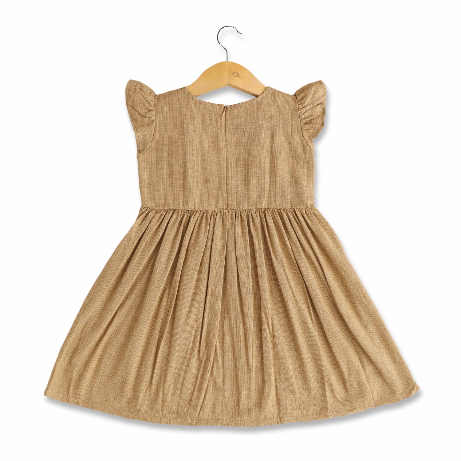 Cocoa Comfort: Soft Cotton Frock in Rich Brown for Baby Girls