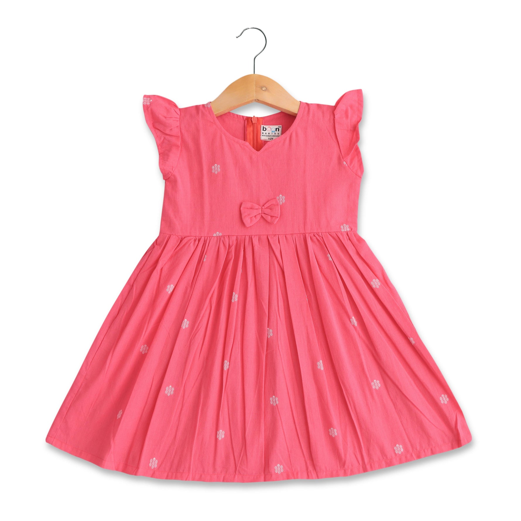 Boon Babies Hibiscus Hues Lovely Pink Baby Girls Cotton Frock Flower Patterns