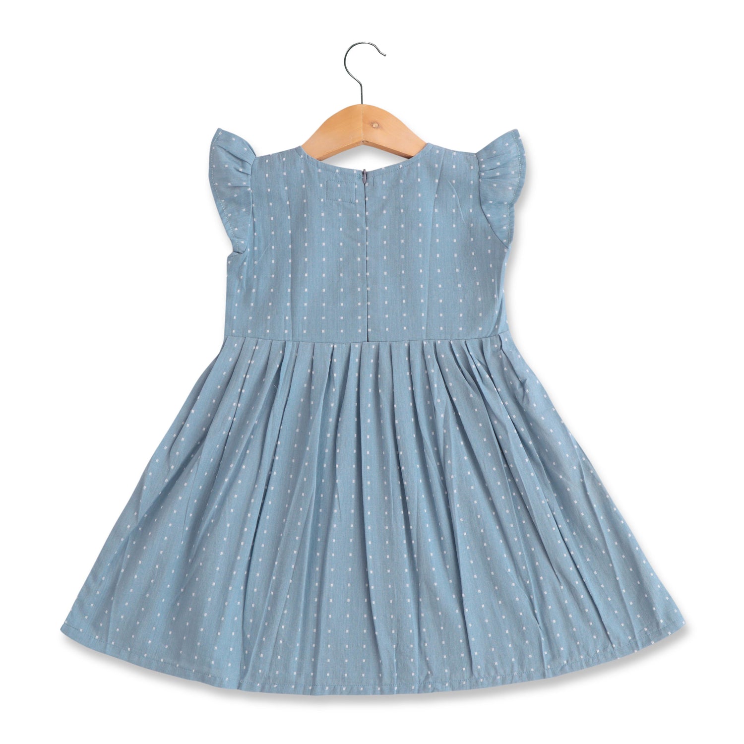 Blue Skies Polka: Dotted Cotton Frock for Baby Girls