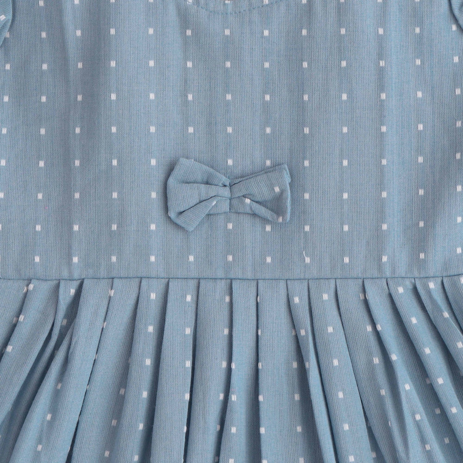 Blue Skies Polka: Dotted Cotton Frock for Baby Girls