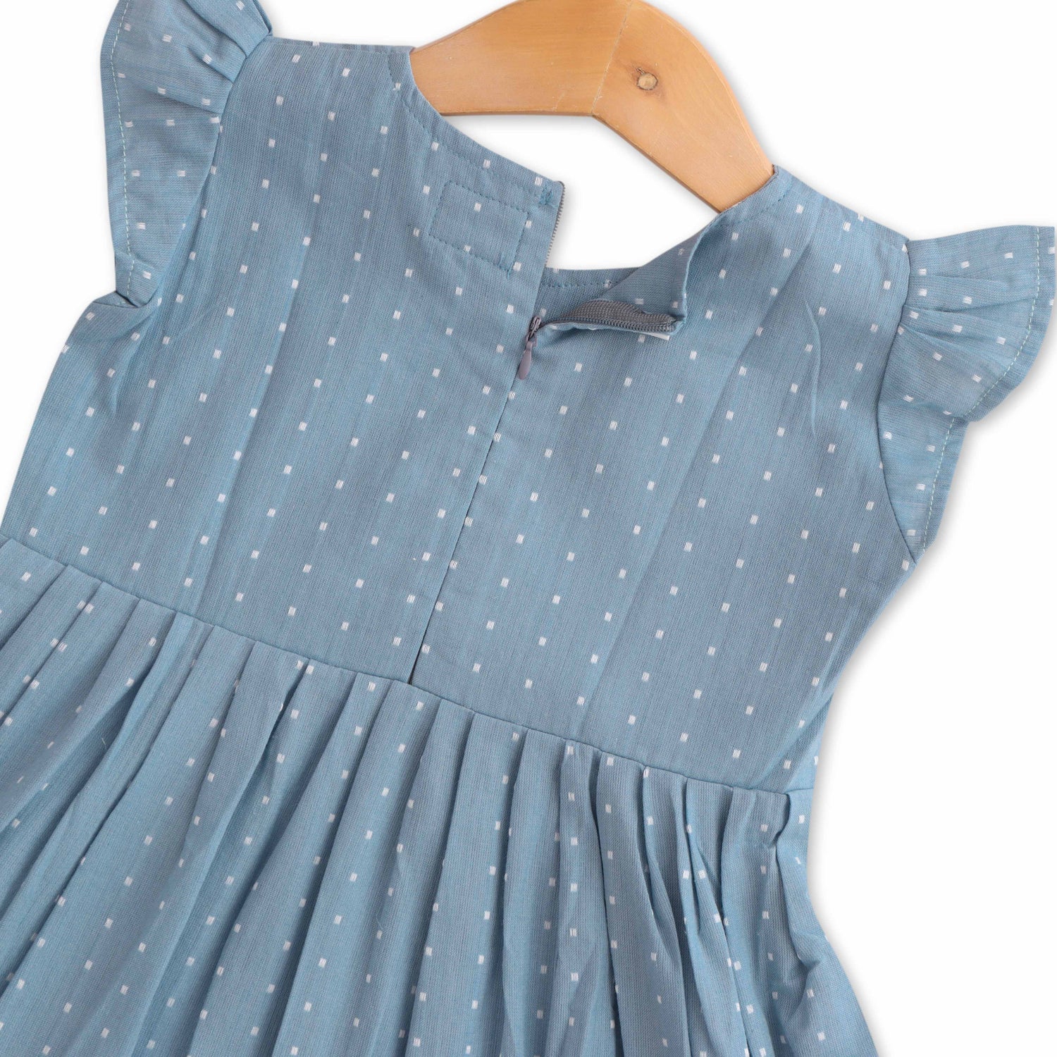 Blue Skies Polka: Dotted Cotton Frock for Baby Girls