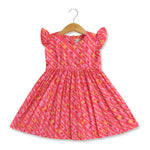 Boon Babies Crimson Waves Leheriya Pattern Deeppink Cotton Frock Baby Girls