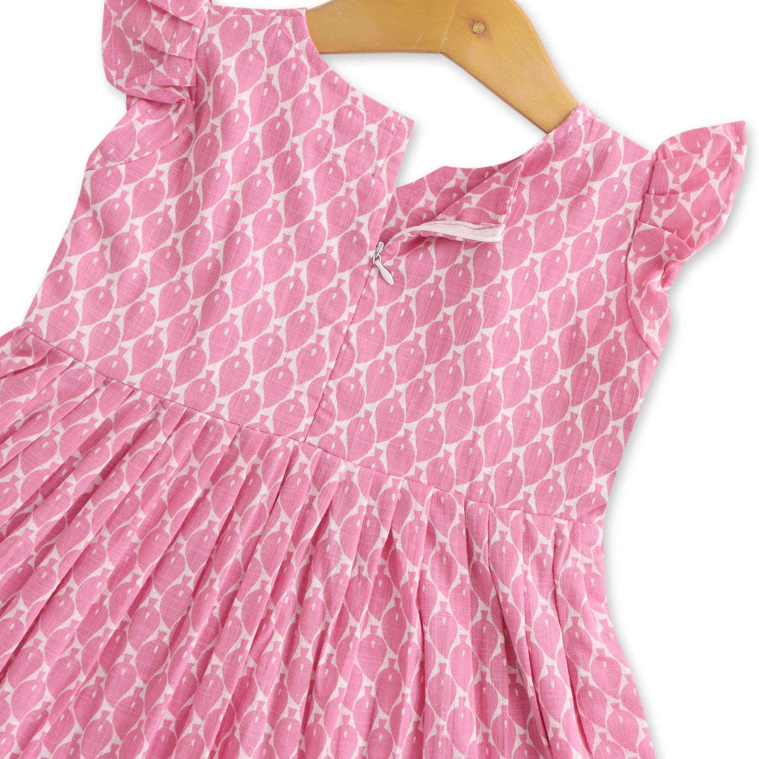 Fruitful Fancy: Mango Patterns on Pink Frock for Toddlers