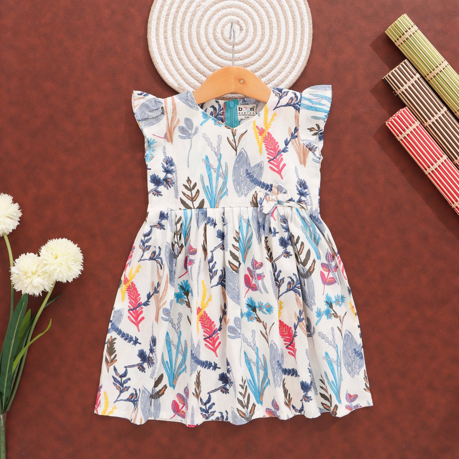 Botanical Bliss: Enchanting Floral Print Frock for Girls