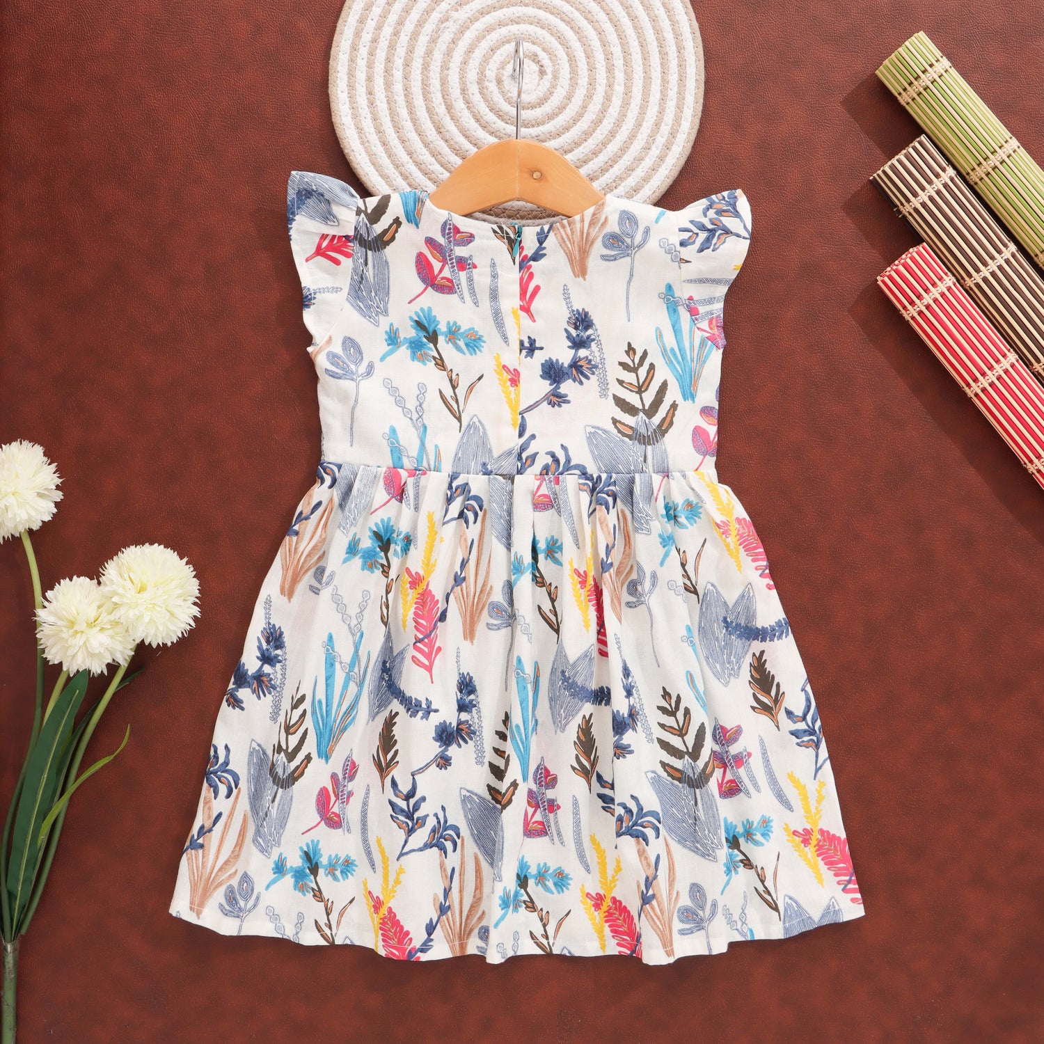 Botanical Bliss: Enchanting Floral Print Frock for Girls