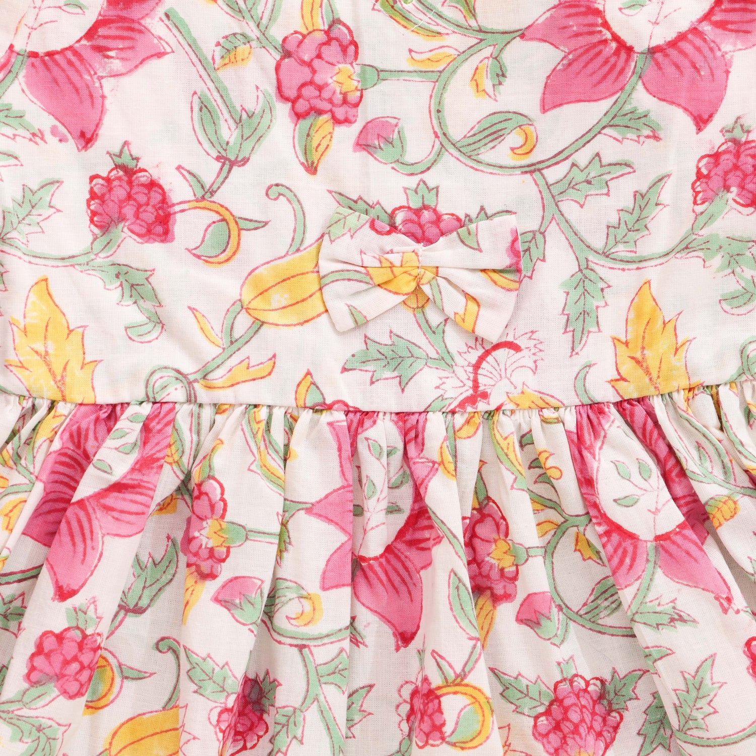 Sunshine Blooms: Vibrant Floral Cotton Frock for Baby Girls