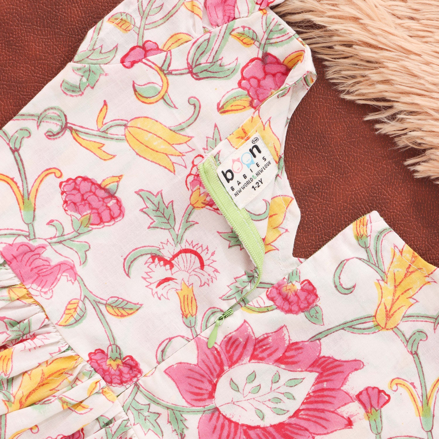 Sunshine Blooms: Vibrant Floral Cotton Frock for Baby Girls