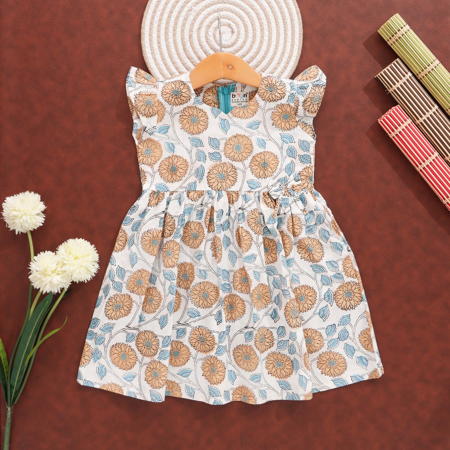 Daisy Daydream: Floral Cotton Frock for Baby Girls