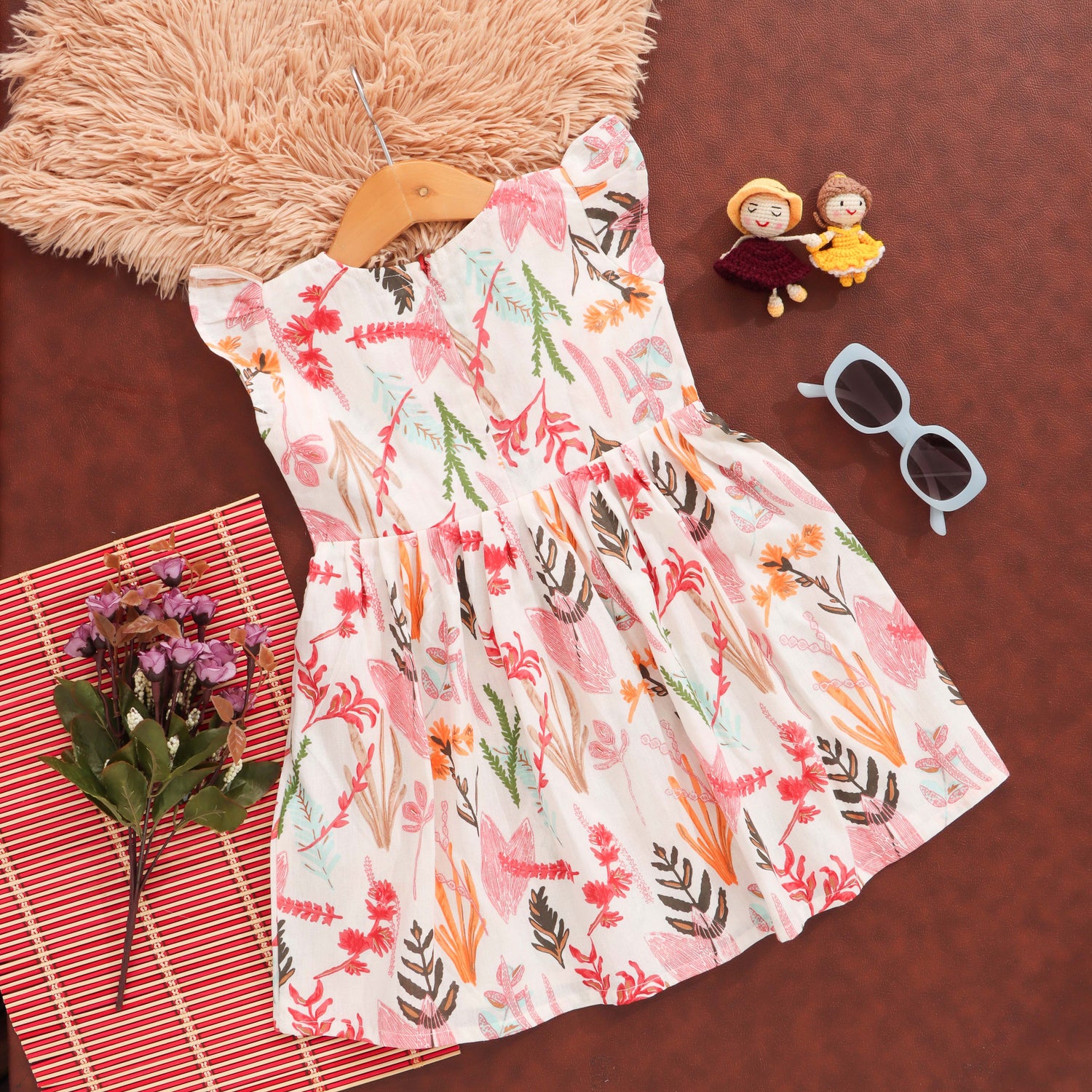 Floral Rhapsody: Charming Flower Print Frock for Girls