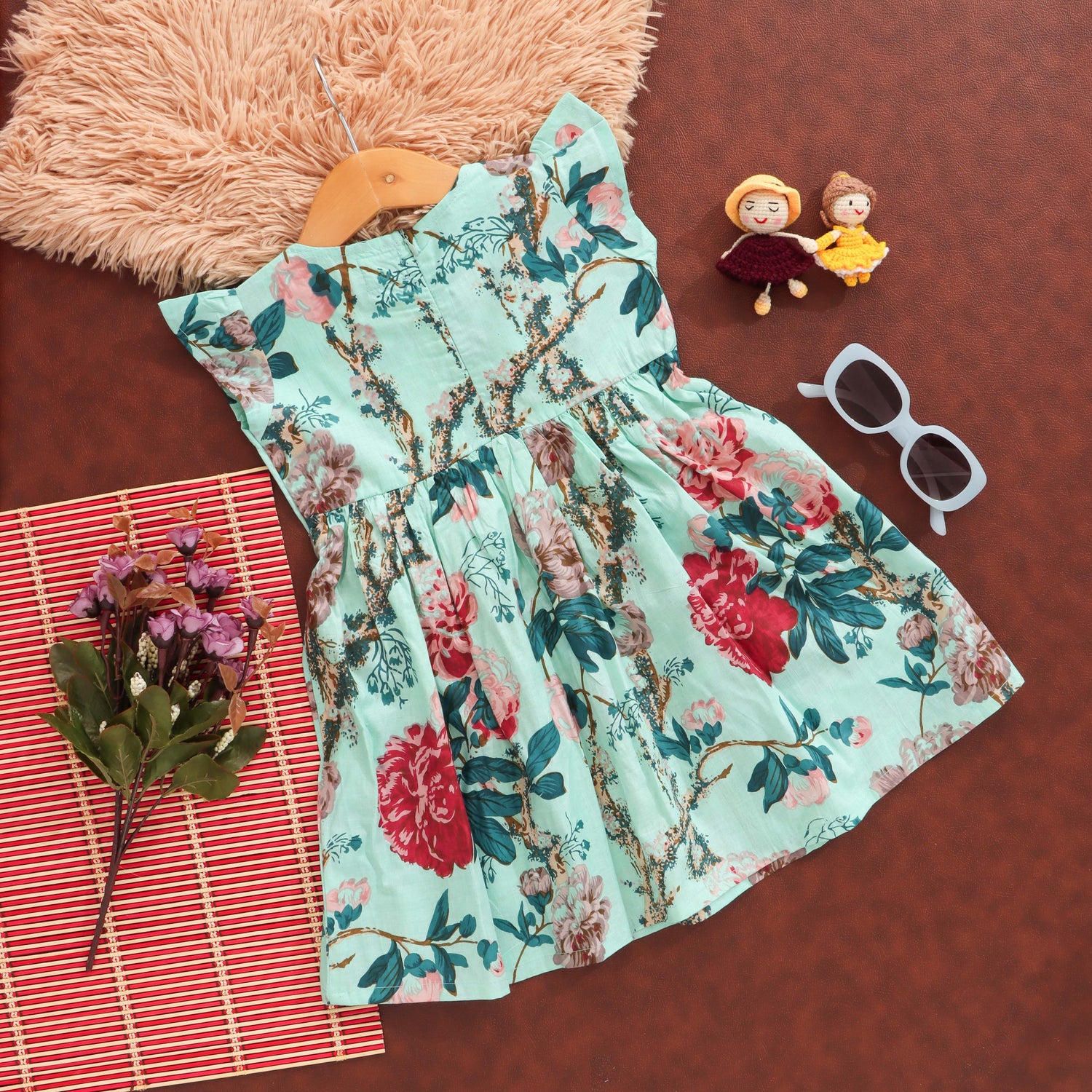 Blooming Delight: Cute Flower Print Frock for Girls