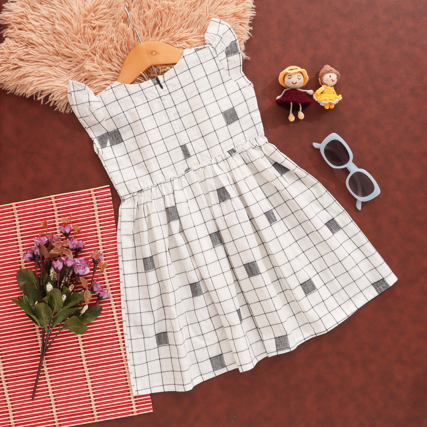 Grid Elegance: Sophisticated Checked Pattern Frock